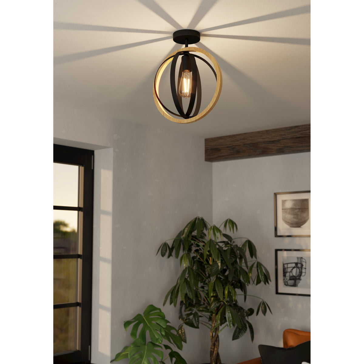 Rolmanne Ceiling Light - Black & Brown