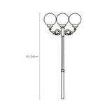 Rondel Large Cast Aluminium Outdoor Adjustable 3 Light Lamp Post - 162-246cm