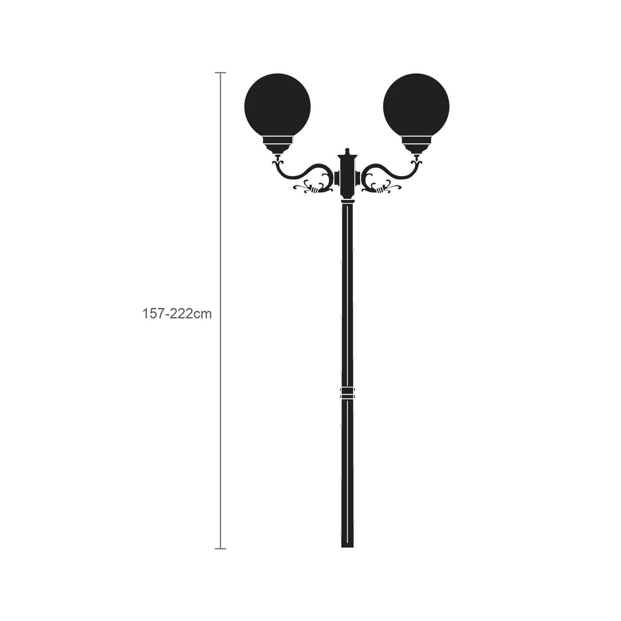 Rondel Low Cast Aluminium Outdoor Adjustable 2 Light Lamp Post - 157-222cm