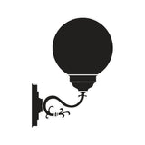 Rondel Small Cast Aluminium Outdoor Wall Lantern in black, with a round opal globe shade mounted on a decorative scrolled wall bracket, shown on a plain white background.