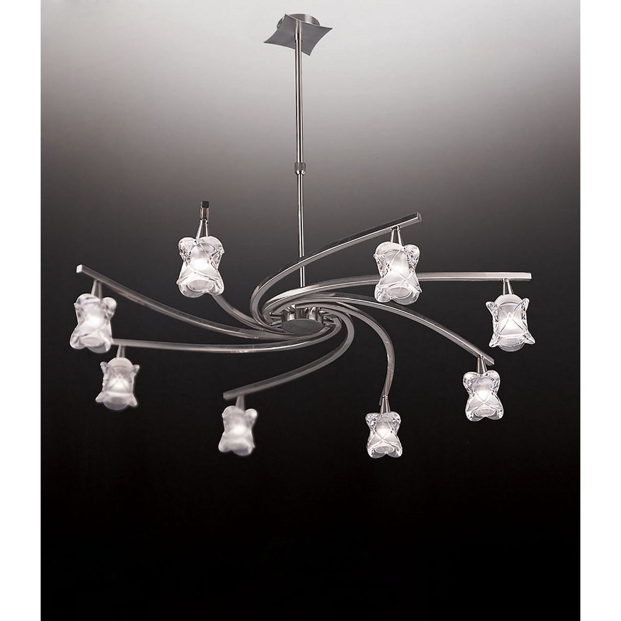 Rosa 82cm Telescopic 8 Light Chandelier - Satin Nickel