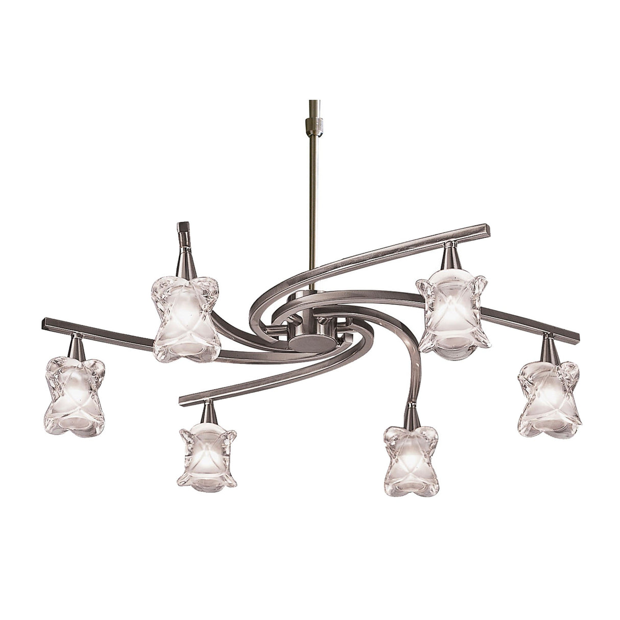 Rosa 64cm Telescopic 6 Light Chandelier/Semi-Flush - Satin Nickel
