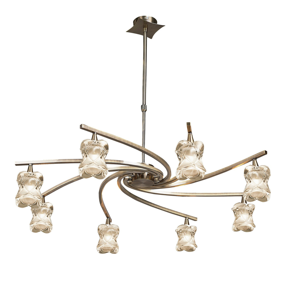 Rosa 82cm Telescopic 8 Light Chandelier - Antique Brass