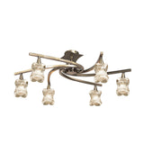Rosa 64cm Telescopic 6 Light Chandelier/Semi-Flush - Antique Brass