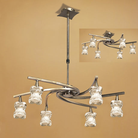 Rosa 64cm Telescopic 6 Light Chandelier/Semi-Flush - Antique Brass