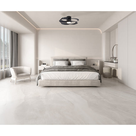 Rose CCT Dimmable LED Ceiling Retractable Fan Light With Remote Control - Black