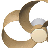 Rose CCT Dimmable LED Ceiling Retractable Fan Light With Remote Control - Brown