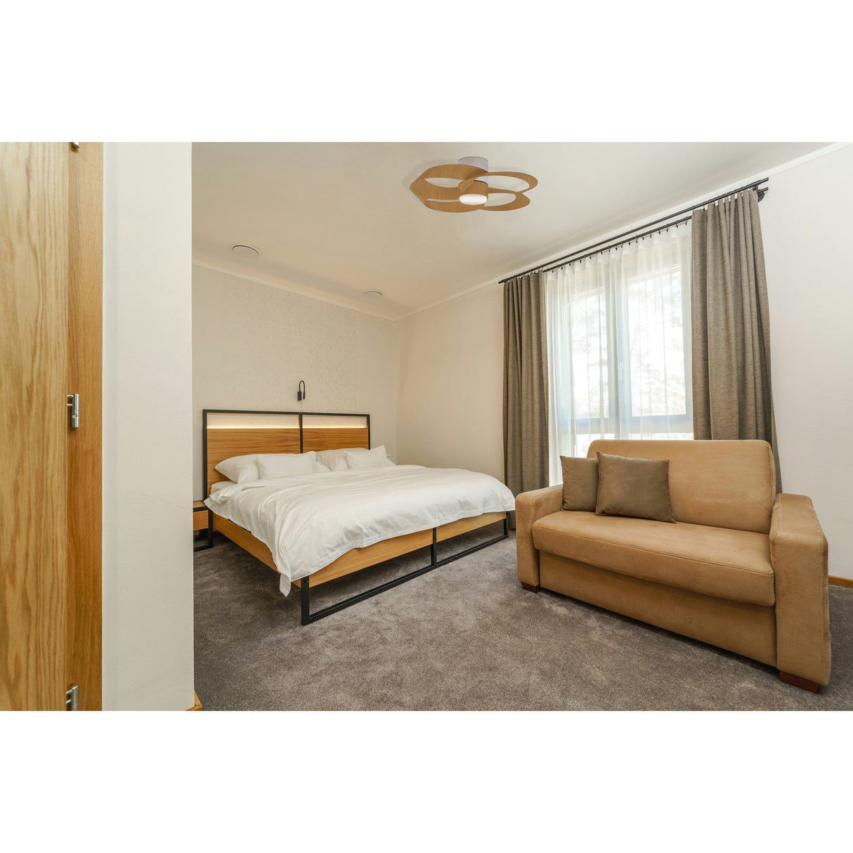 Rose CCT Dimmable LED Ceiling Retractable Fan Light With Remote Control - Brown