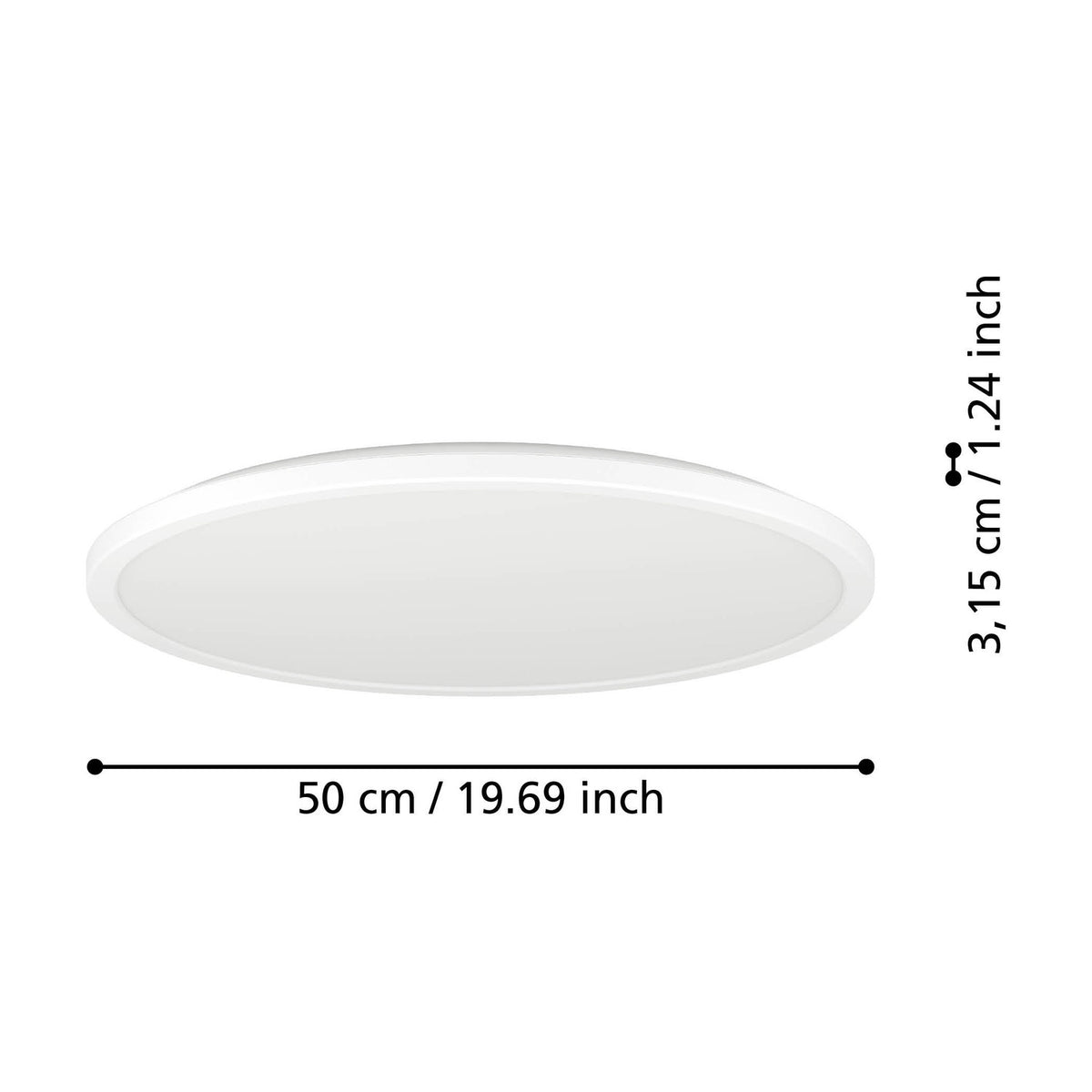 Rovito LED Flush Ceiling Light 50cm - White