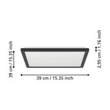 Rovito LED Panel Light 39 x 39cm with Remote - Black