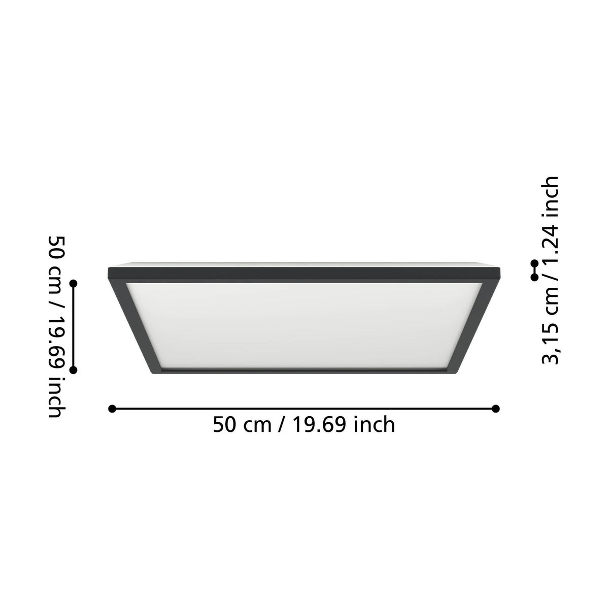 Rovito LED Panel Light 50 x 50cm - Black