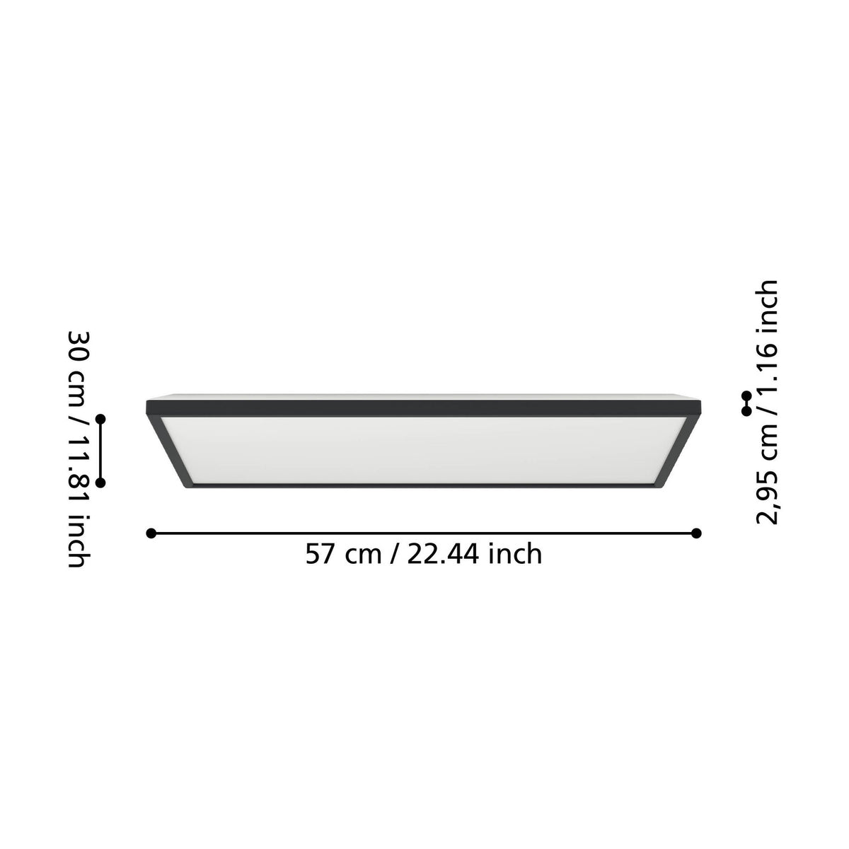 Rovito LED Panel Light 57 x 30cm - Black