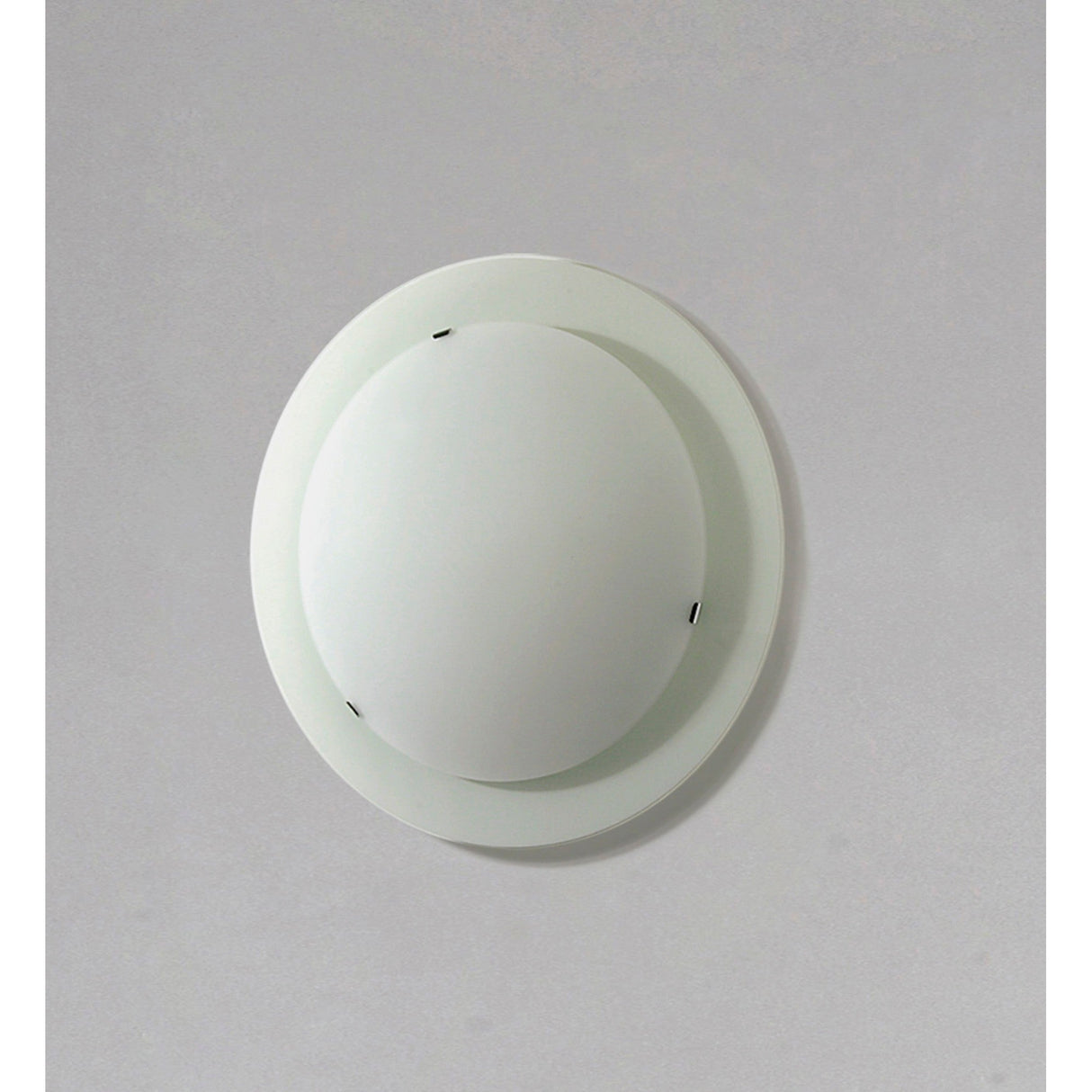 Ruby 1 Light Flush Round Opal Glass Ceiling Light - Satin Nickel