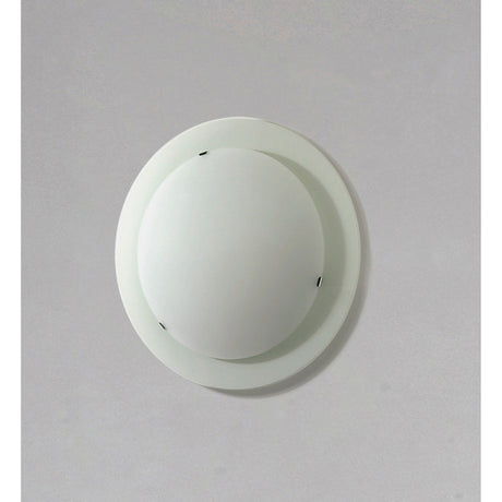 Ruby 1 Light Flush Round Opal Glass Ceiling Light - Satin Nickel
