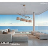 Sabina 5 Light Cluster Pendant Light - Light Brown With Linen Shade