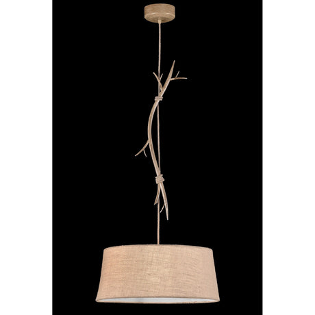 Sabina 60cm Round 1 Light Pendant Light - Brown With Linen Shade