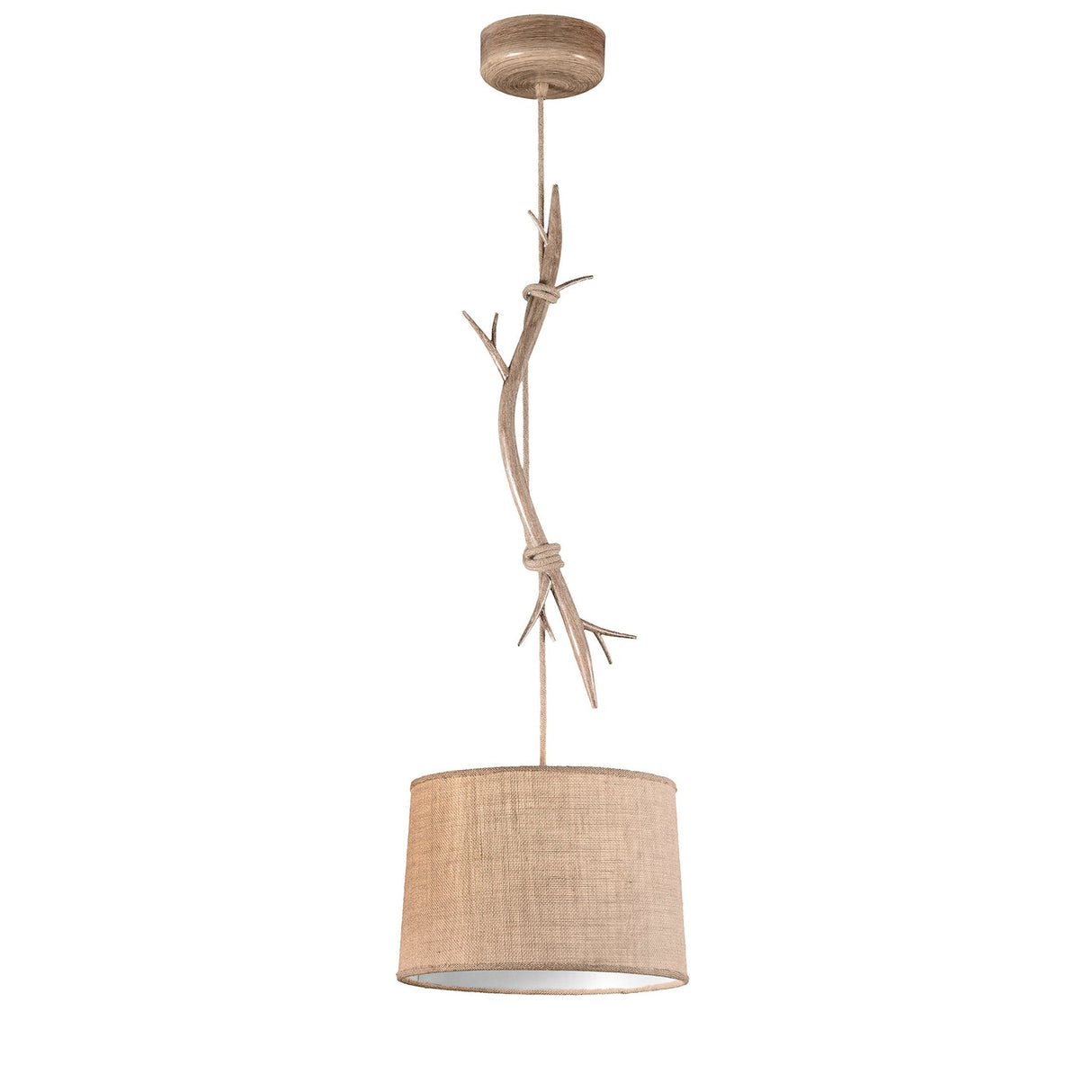 Sabina 35cm Round 1 Light Pendant Light - Brown With Linen Shade