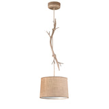 Sabina 35cm Round 1 Light Pendant Light - Brown With Linen Shade