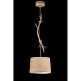 Sabina 35cm Round 1 Light Pendant Light - Brown With Linen Shade