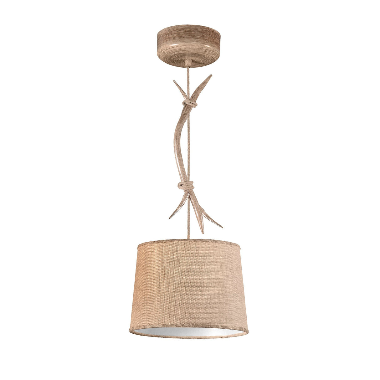 Sabina 30cm Round 1 Light Pendant Light - Brown With Linen Shade