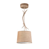 Sabina 30cm Round 1 Light Pendant Light - Brown With Linen Shade