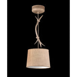 Sabina 30cm Round 1 Light Pendant Light - Brown With Linen Shade