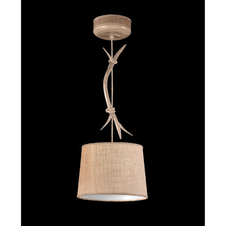 Sabina 30cm Round 1 Light Pendant Light - Brown With Linen Shade