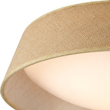 Sabina 2 Light Flush Ceiling Light - Brown With Linen Shade