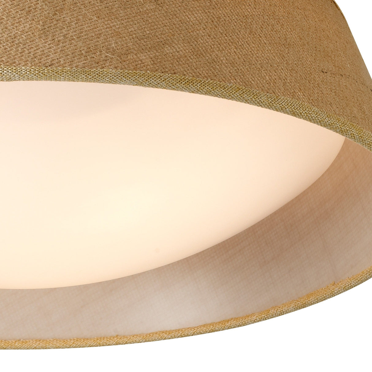 Sabina 2 Light Flush Ceiling Light - Brown With Linen Shade