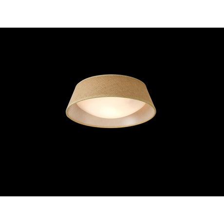 Sabina 2 Light Flush Ceiling Light - Brown With Linen Shade