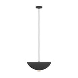 Saceda Pendant Light 41cm in black steel with a curved half-disc shade, gold-lined interior, round ceiling canopy and E27 bulb holder, shown on a white background.