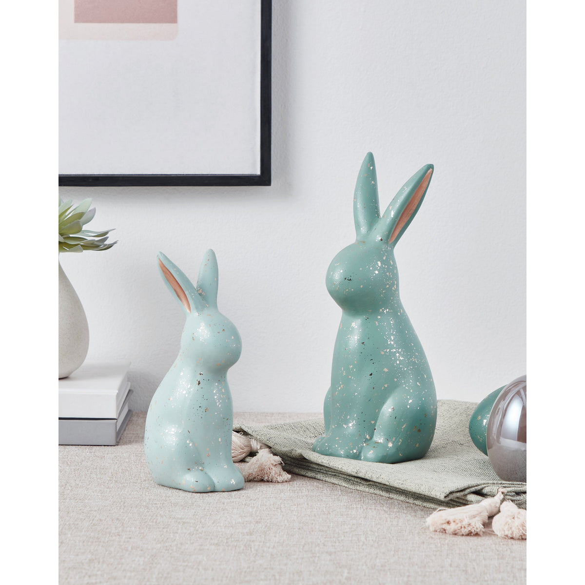 Saidane Ceramic Rabbit Ornament - Light Green