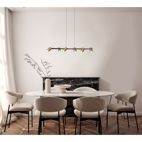 Sal 6 Light Spotlight Linear Suspension Light - Gold & Black