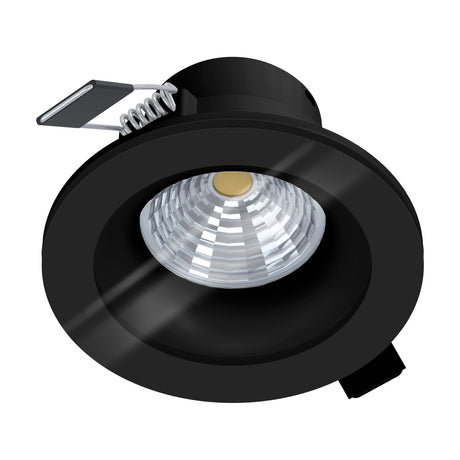 Salabate LED Downlight 6W in black, round recessed fixture with aluminium body, faceted reflector and clear glass cover, shown on a plain white background.