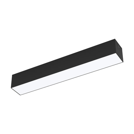 Salitta LED Downlight 38cm in black aluminium, a slim square-section bar with a white plastic diffuser strip, shown at an angle on a plain white background.