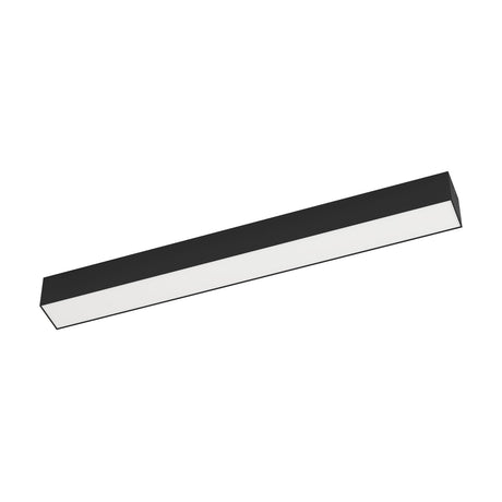 Salitta LED Downlight 58cm in black, a slim square-section aluminium and steel bar with a full-length white plastic diffuser, shown at an angle on a plain white background.
