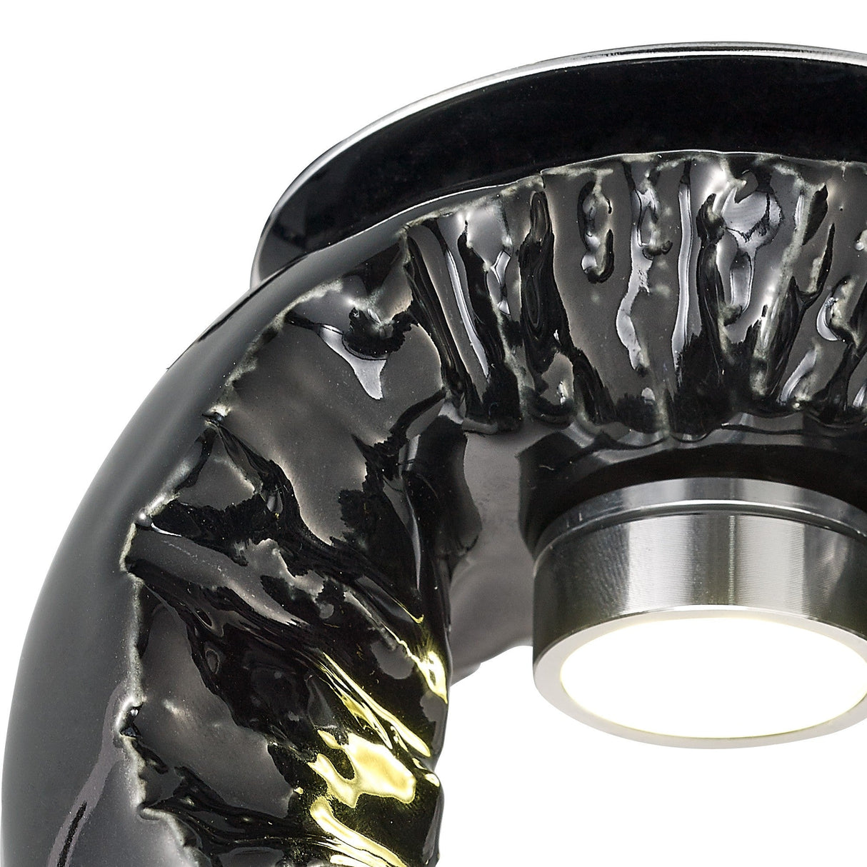 Salvio LED Round Ceramic Semi-Flush Ceiling Light 4200K 3W - Black