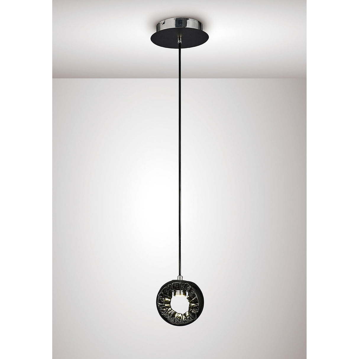 Salvio 15cm Ceramic LED Pendant Light 3W 4200K - Chrome & Black