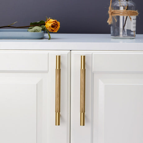 Samford Large Knurled Pull Handle - 16.8cm - Satin Brass