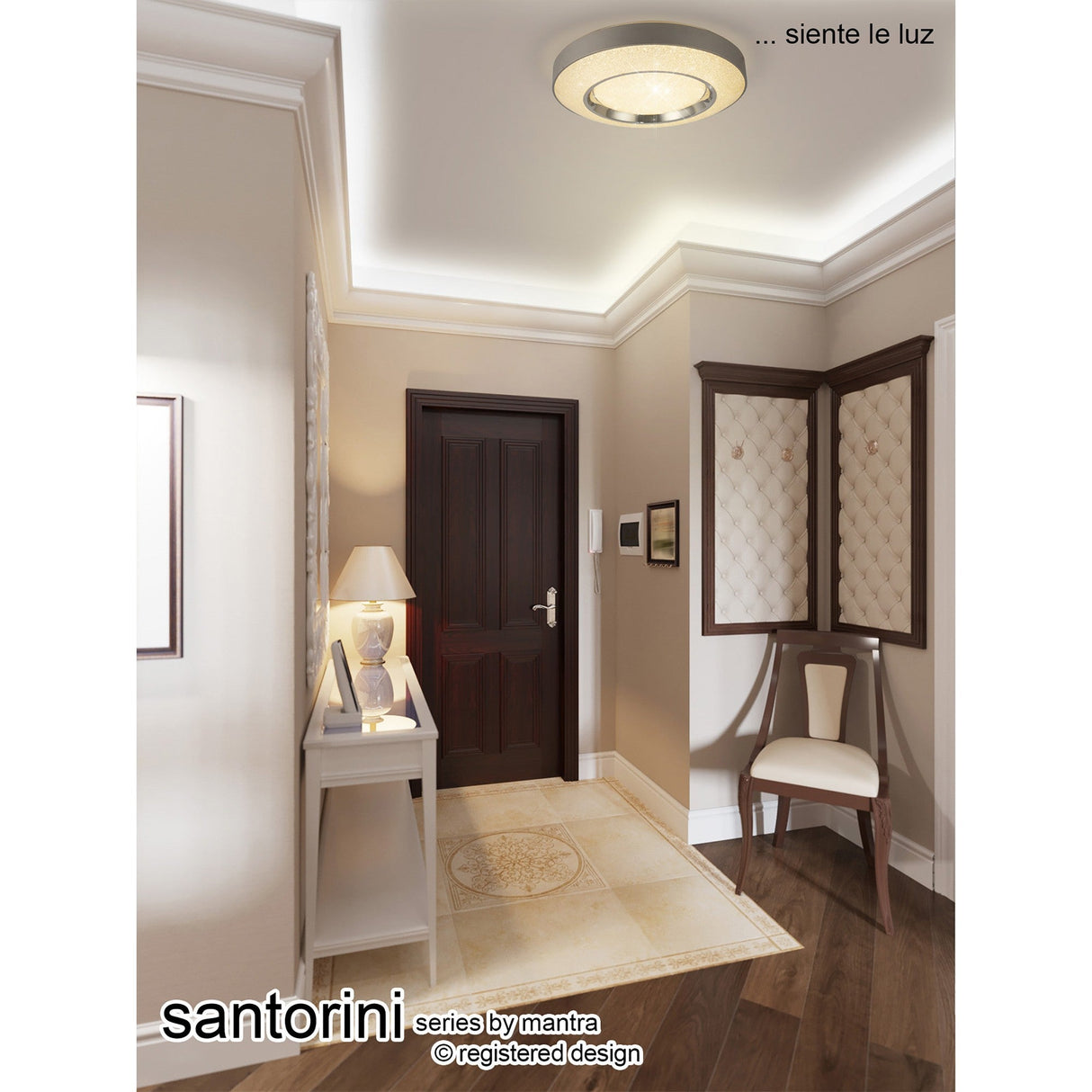 Santorini CCT Dimmable LED Flush Ceiling Light With Remote Control - Chrome