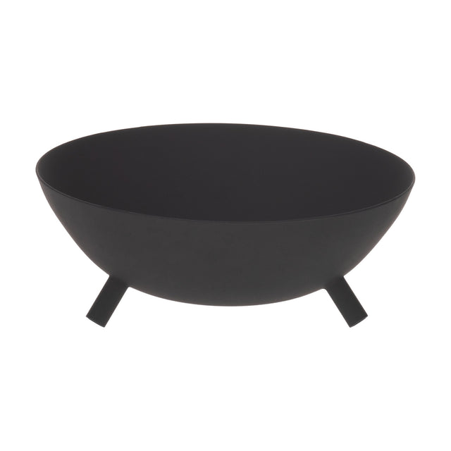 Sapang Metal Decorative Bowl in black with a matt finish, round shallow shape on short angled legs, shown on a plain white background.