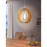 Sarmarne Wooden Pendant Light 30cm - Satin Nickel