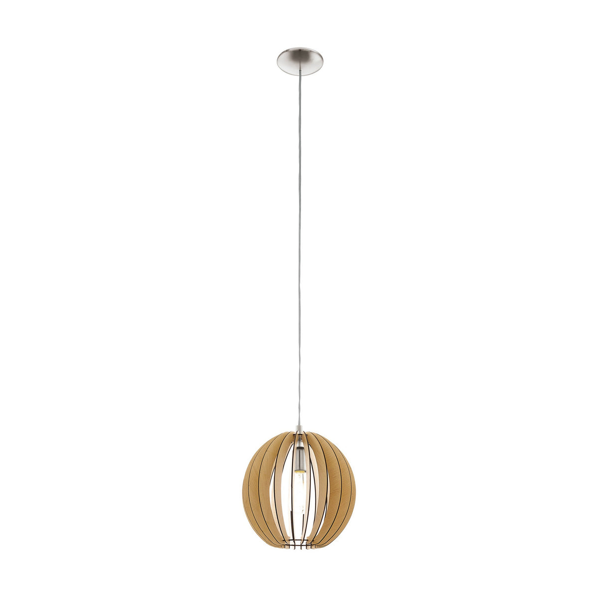 Sarmarne Wooden Pendant Light 30cm - Satin Nickel