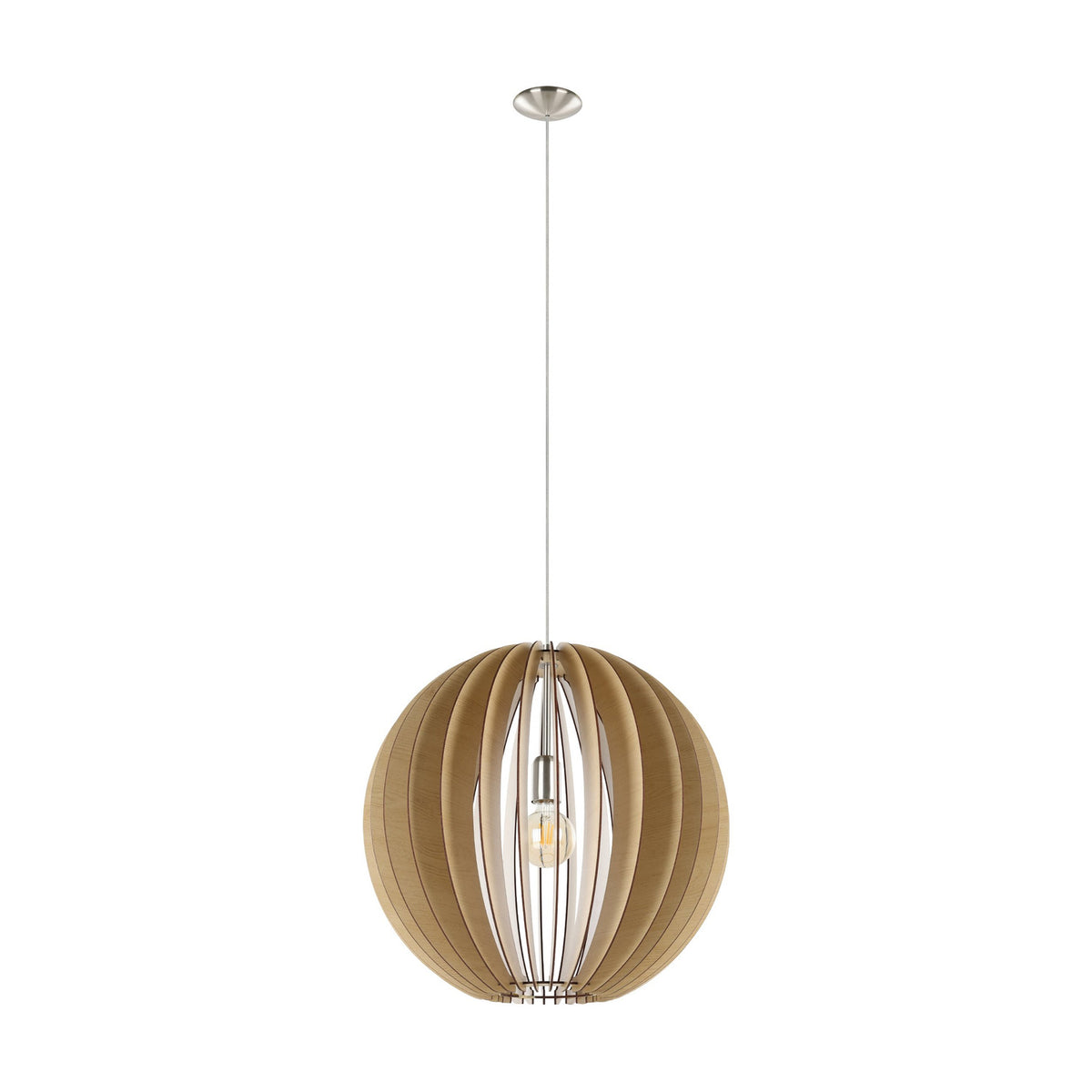 Sarmarne Wooden Pendant Light 50cm - Satin Nickel