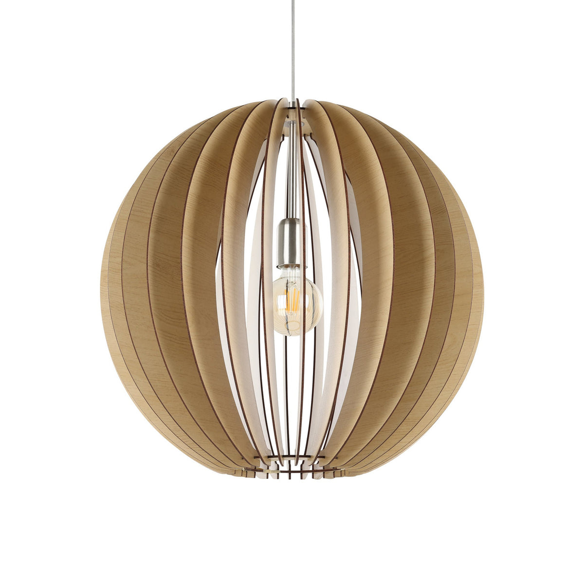 Sarmarne Wooden Pendant Light 50cm - Satin Nickel