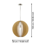 Sarmarne Wooden Pendant Light 50cm - Satin Nickel