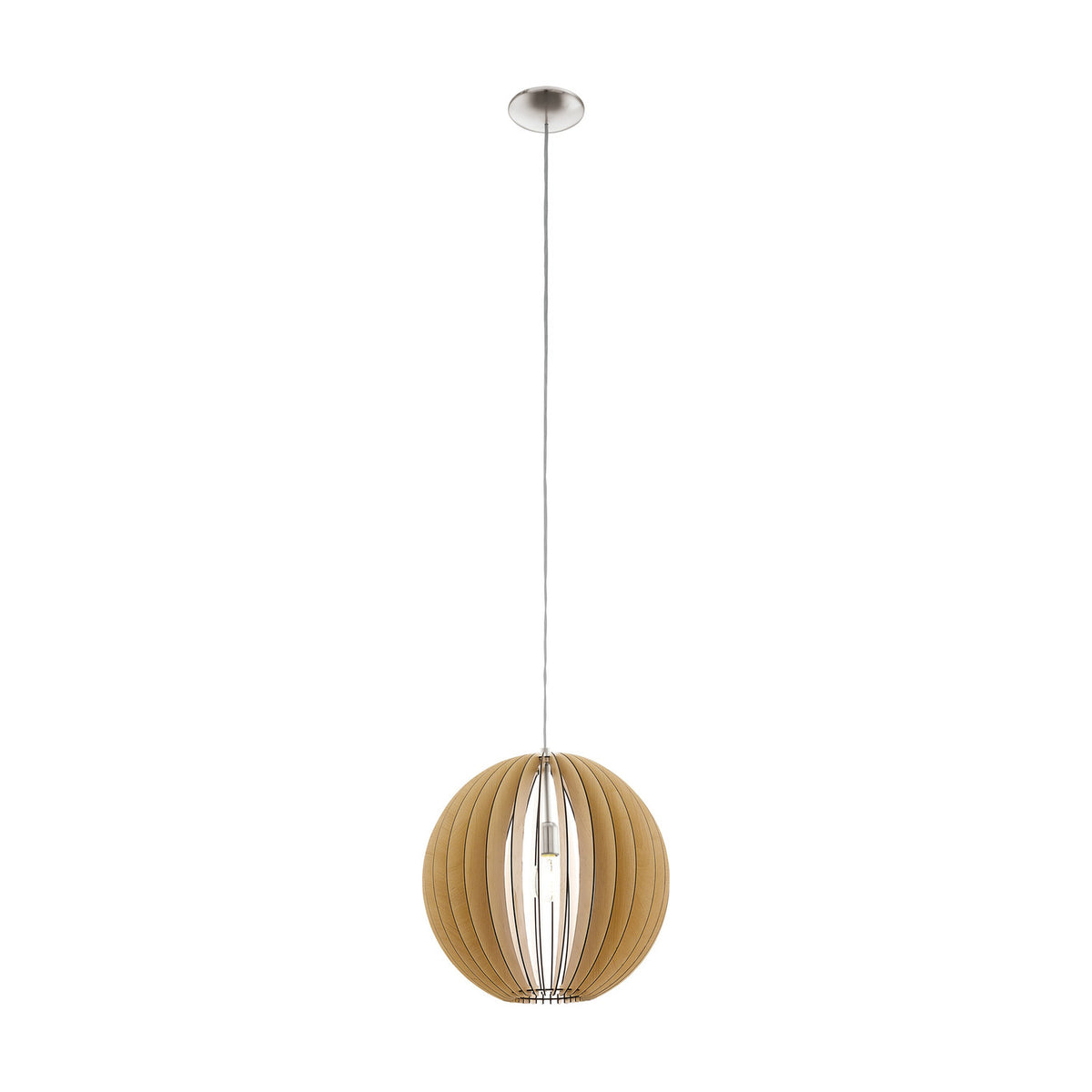 Sarmarne Wooden Pendant Light 50cm - Satin Nickel