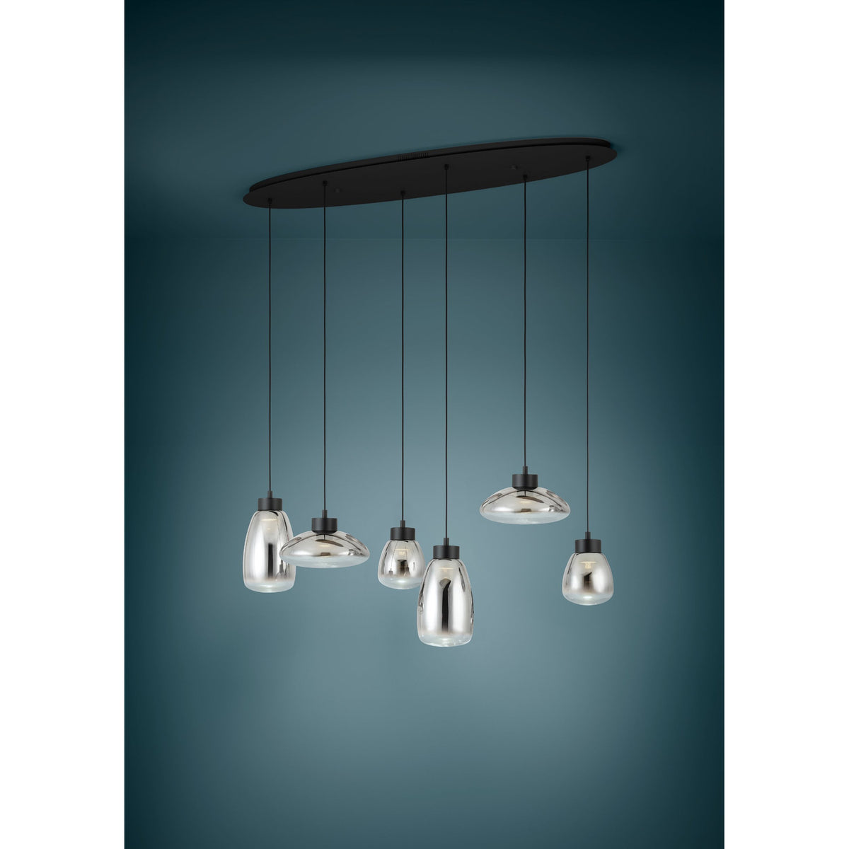 Sarnarra Smoked Glass Linear Pendant Light - Black