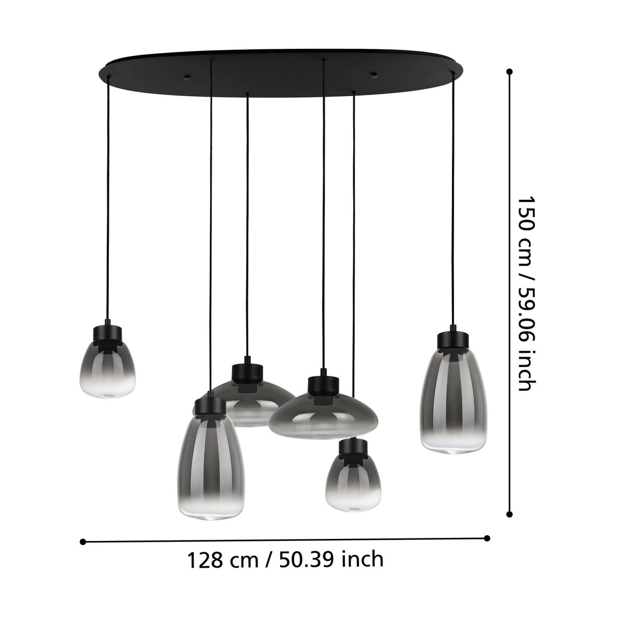 Sarnarra Smoked Glass Linear Pendant Light - Black
