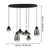 Sarnarra Smoked Glass Linear Pendant Light - Black